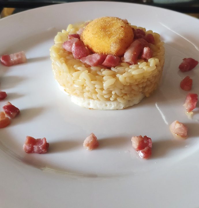 Risotto alla Carbonara con Tuorlo panato